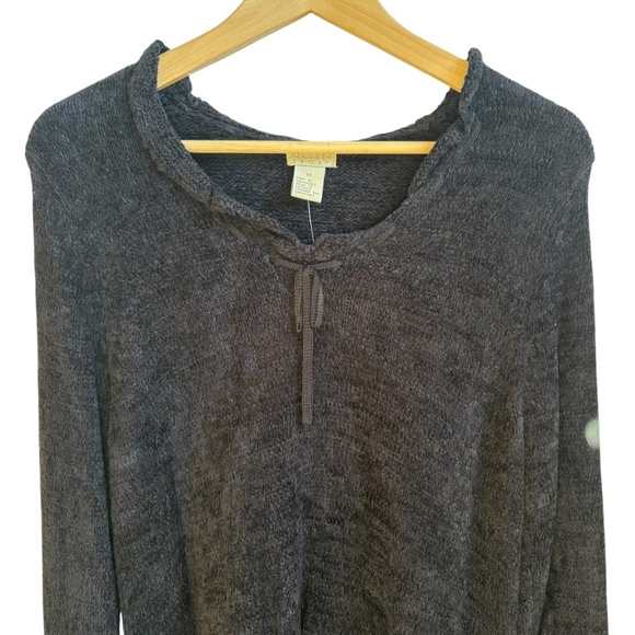 Y2K Sigrid Olsen Sport Women's Black Sweater Sz M 3/4 Sleeve Minimalist New - Picture 3 of 9